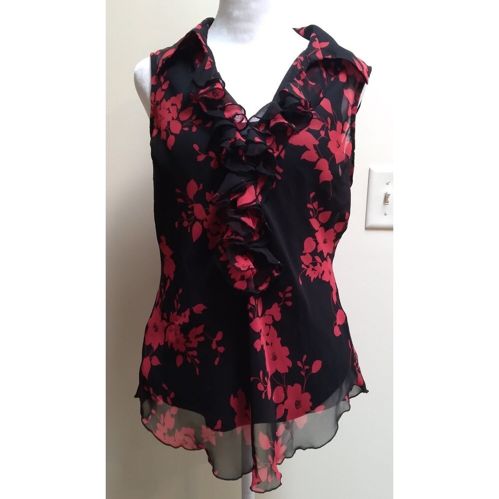 Floral Ruffle Top Women's Size Large